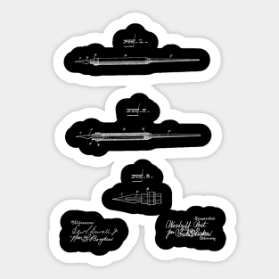 Fountain Pen Vintage Patent Hand Drawing Sticker